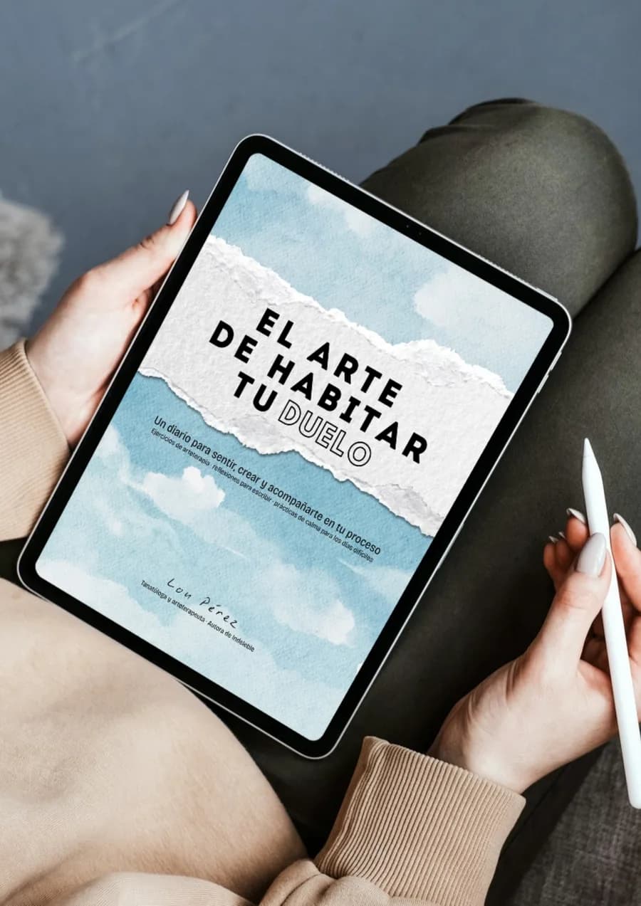 The Art of Dwelling in Your Grief on a tablet
