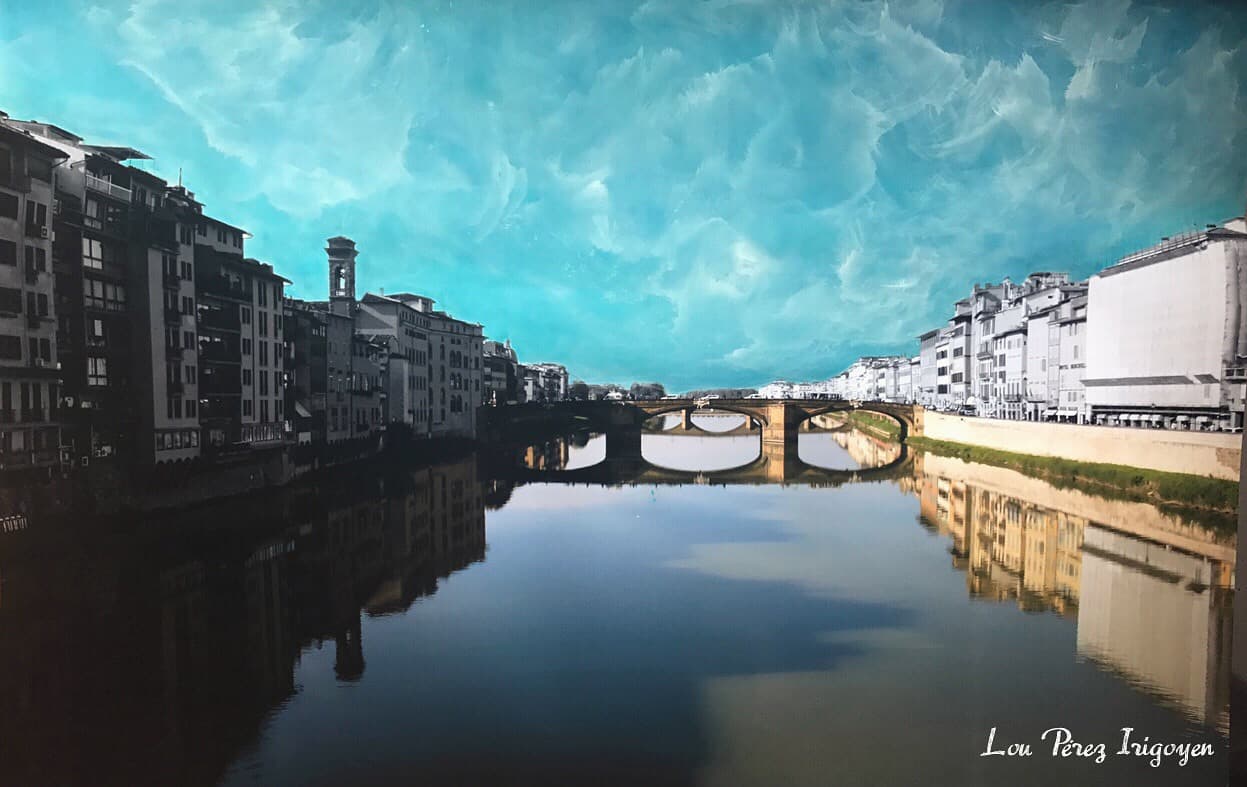 Florence, Italy — Photograph intervened with watercolour and acrylic