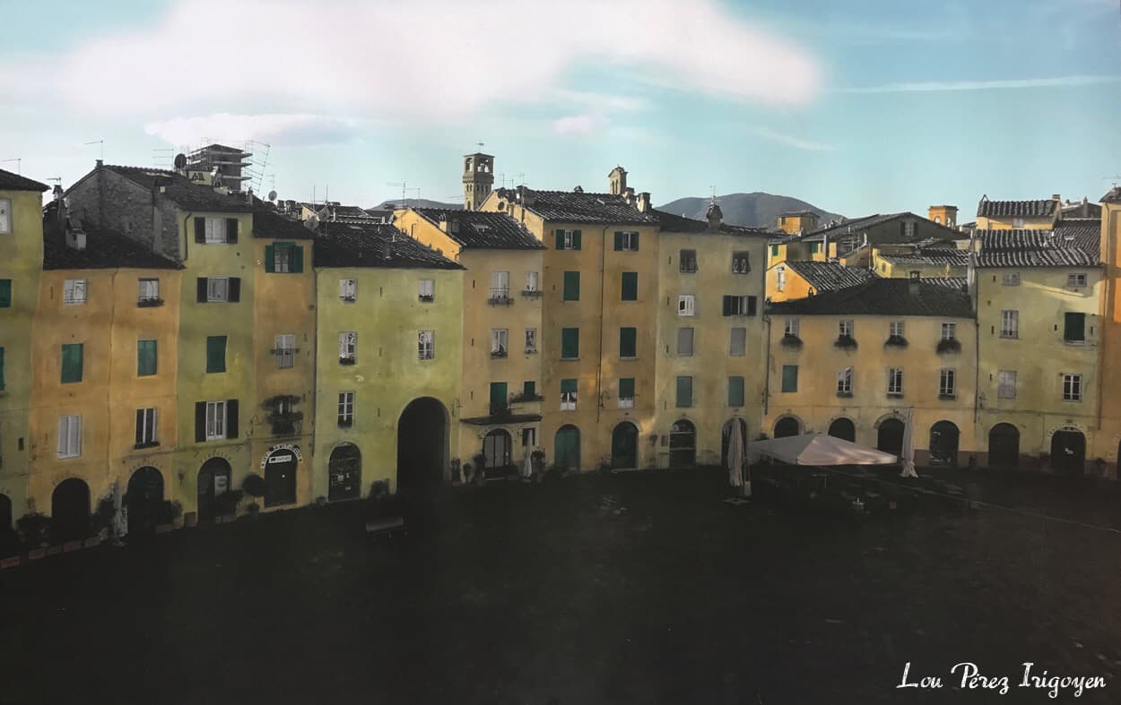 Lucca, Italy — Photograph intervened with watercolour and acrylic