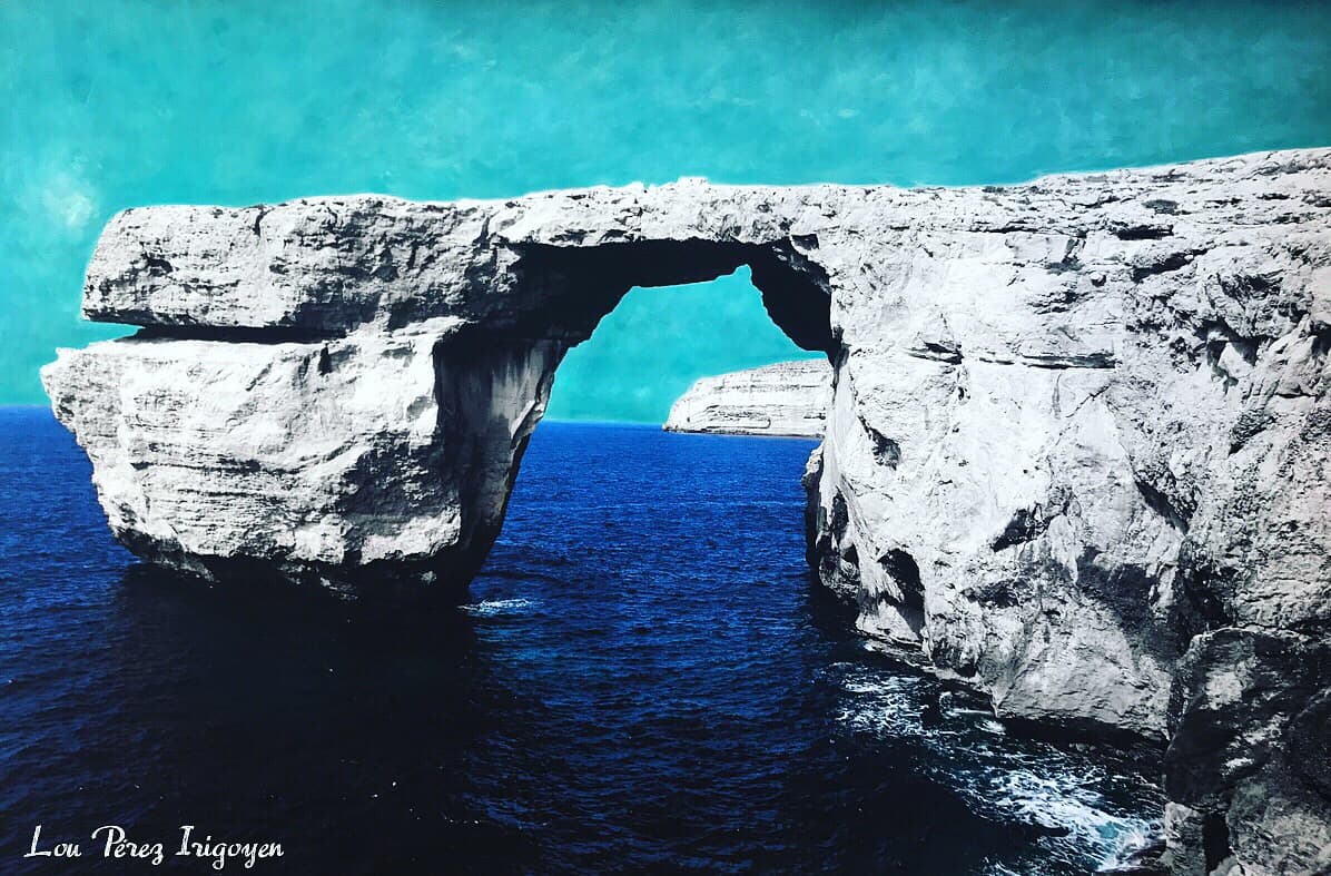 Gozo, Malta — Photograph intervened with watercolour and acrylic